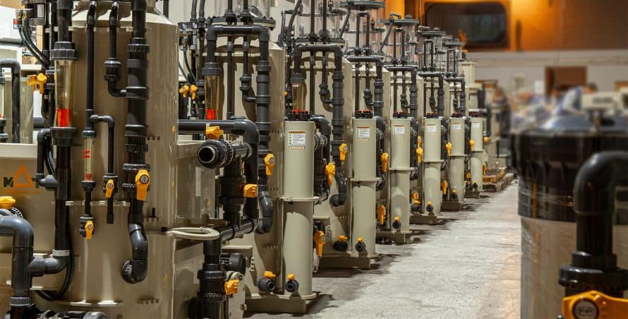 Customized water treatment equipment inside the factory